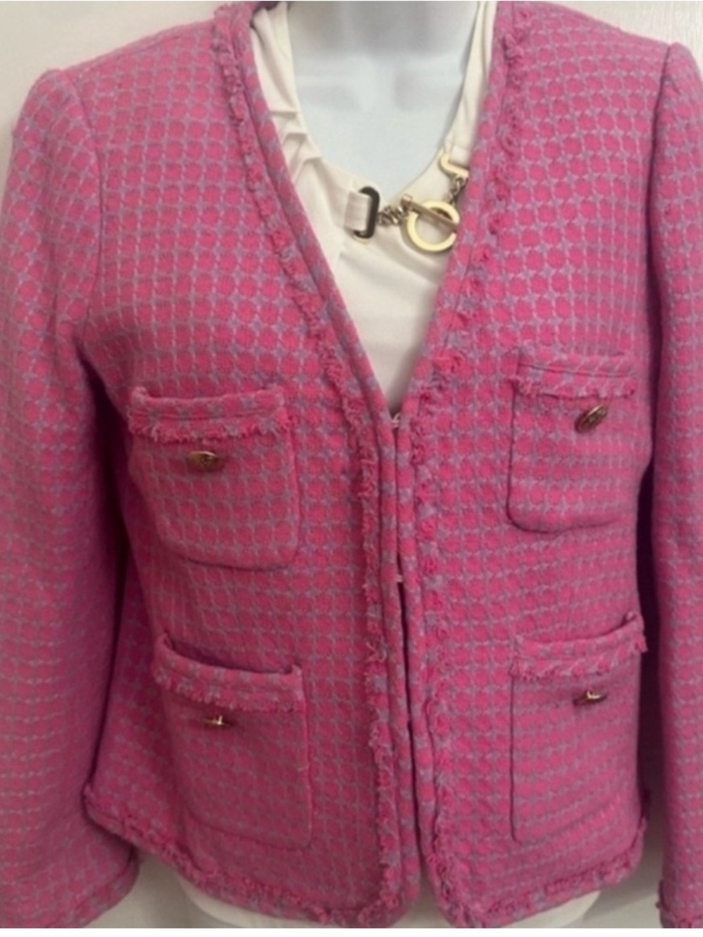 RARE J. Crew Lady Jacket Sample Pink & Lavender
Polka Dot Tweed
Size 6